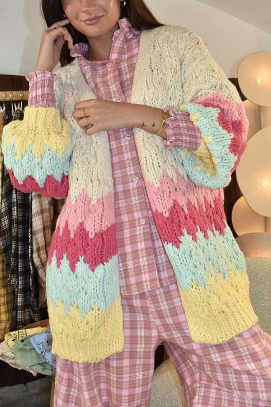 Patsy Chunky Knit Cardigan Brights /28=